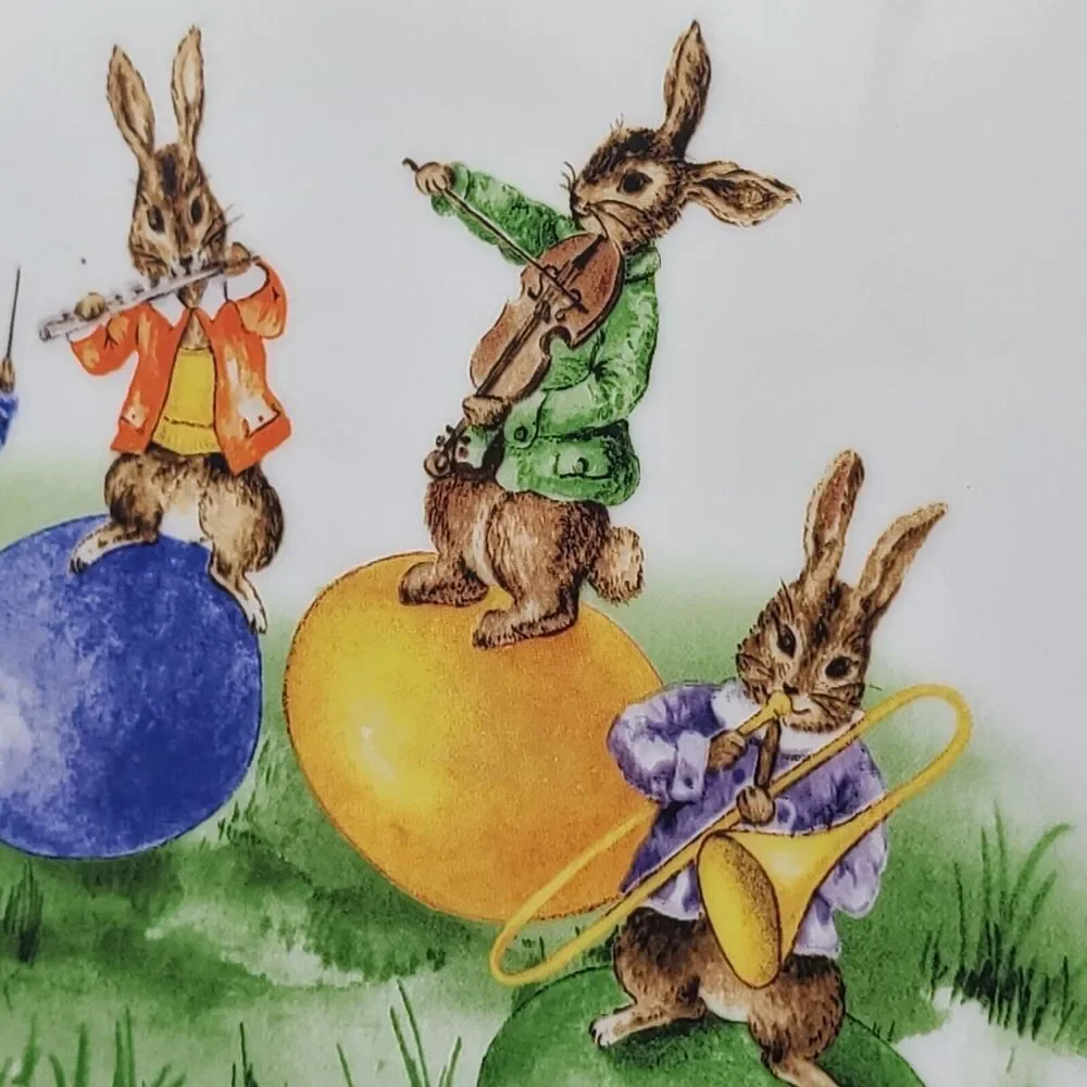 Williams Sonoma Easter Bunny Band Round Serving Platter 13